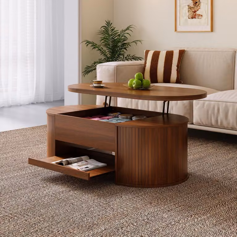 Tavolino da salotto pieghevole regolabile in altezza - 110 x 55,5 x 40 cm - Colore legno scuro