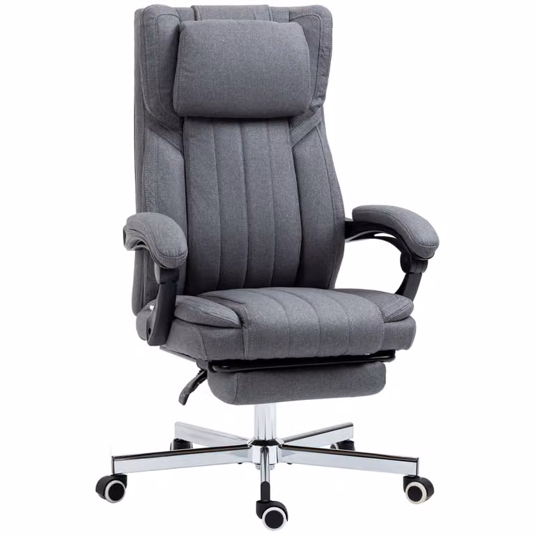 Vinsetto sedia da ufficio poltrona ergonomica seduta girevole schienale reclinabile braccioli regolabili in altezza poggiatesta poggiapiedi 65 x 61 x 105-113 cm - grigio