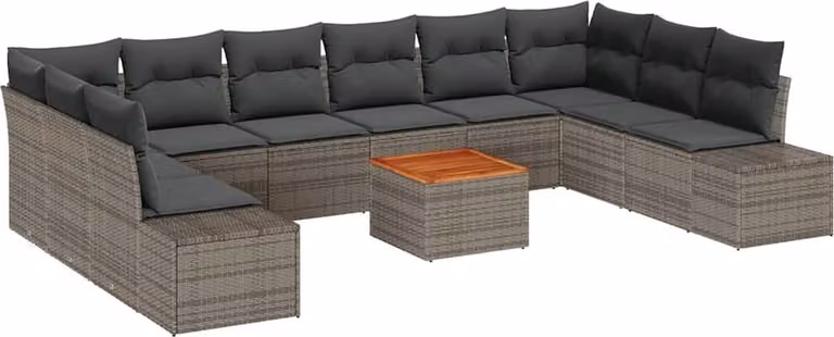 Set Divano da Giardino con archiviazione 11 pcs Grigio