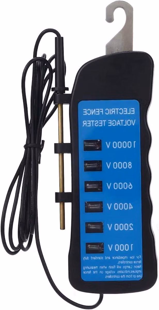 Misuratore di tensione per recinzioni elettrificate 10000 V, impermeabile, portatile, con 6 luci, per fattorie