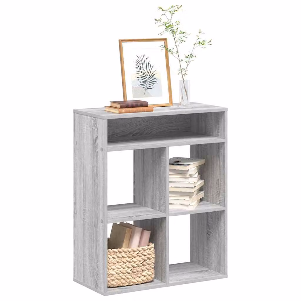 Libreria moderna vidaXL in legno e MDF grigio con pannello posteriore L: 66 cm, P: 31 cm, H: 80 cm