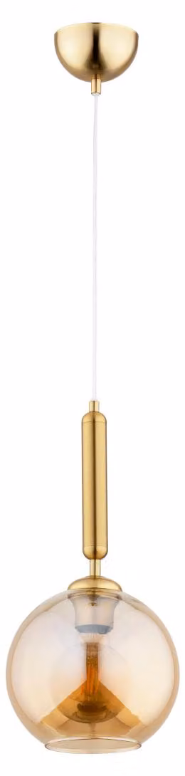Lampada a sospensione GRALL oro-ambra 1xE27x15W in vetro, dimensioni: 95x25x25 cm, IP20, Alfa