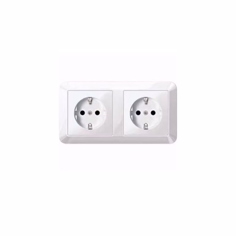 Presa doppia SCHUKO, BRS, terminali push-in, bianco polare lucido, 1-M