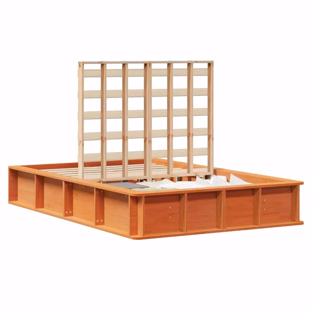 Struttura del letto moderna vidaXL in pino massello marrone cerato L/P/H: 200 x 120 x 138 cm – 2