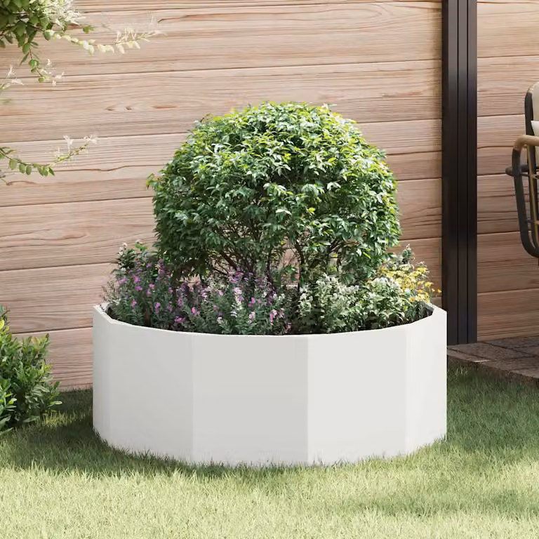 Fioriera da giardino ornamentale vidaXL in acciaio bianco L 90 cm x P 90 cm x H 35 cm