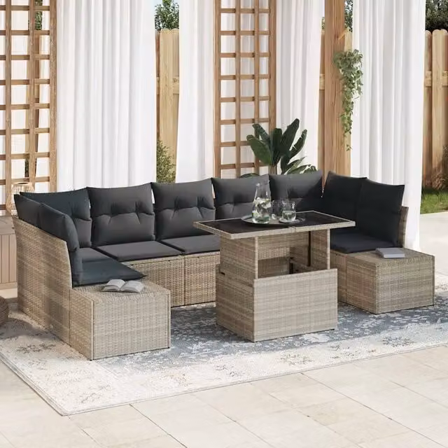 Set Divano da Giardino 8 pz Grigio chiaro e grigio scuro 3357875