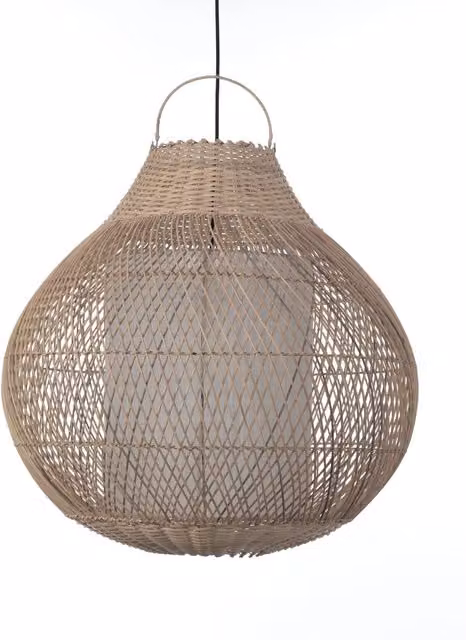 Lampadario sospeso Oresteluchetta in rattan beige per esterno e giardino con altezza regolabile