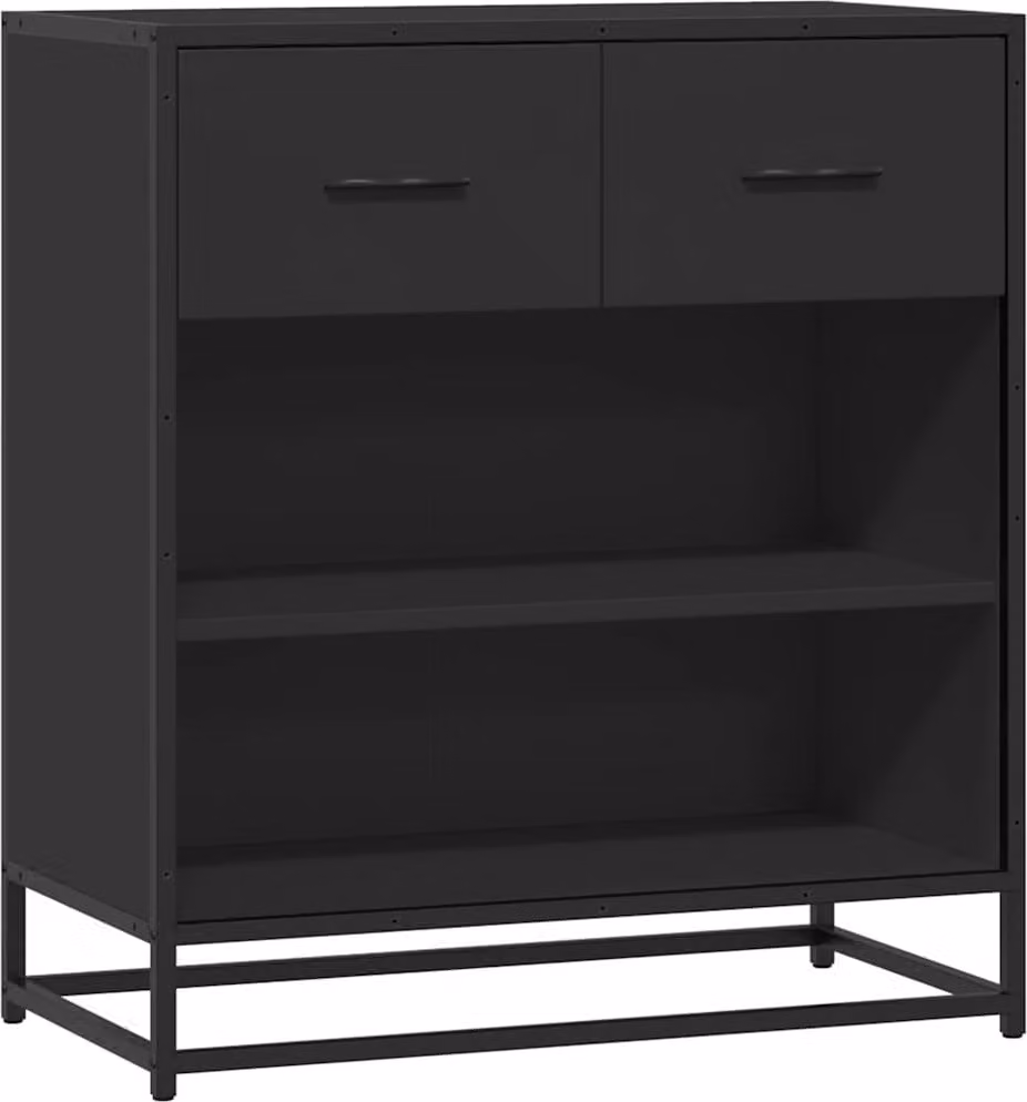 Credenza Rovere Nera 68x35x76 cm in Legno Multistrato