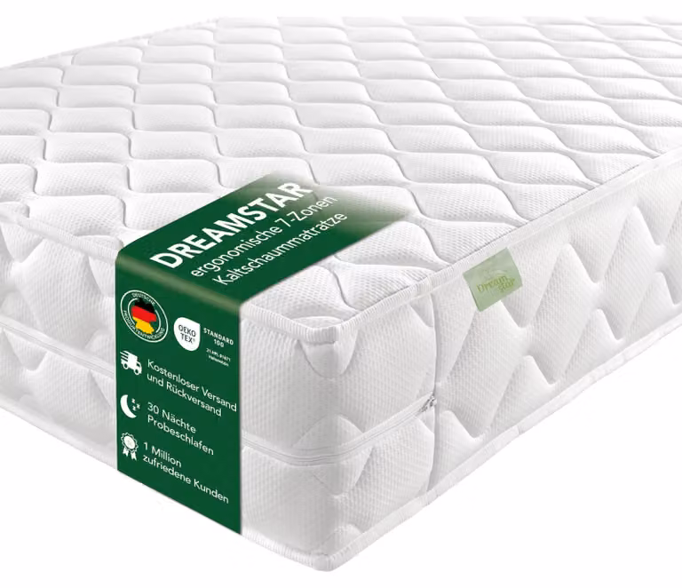 Materasso in schiuma fredda - Ortopedico 7 zone - 90 x 200 cm - Altezza 22 cm - Due lati di comfort