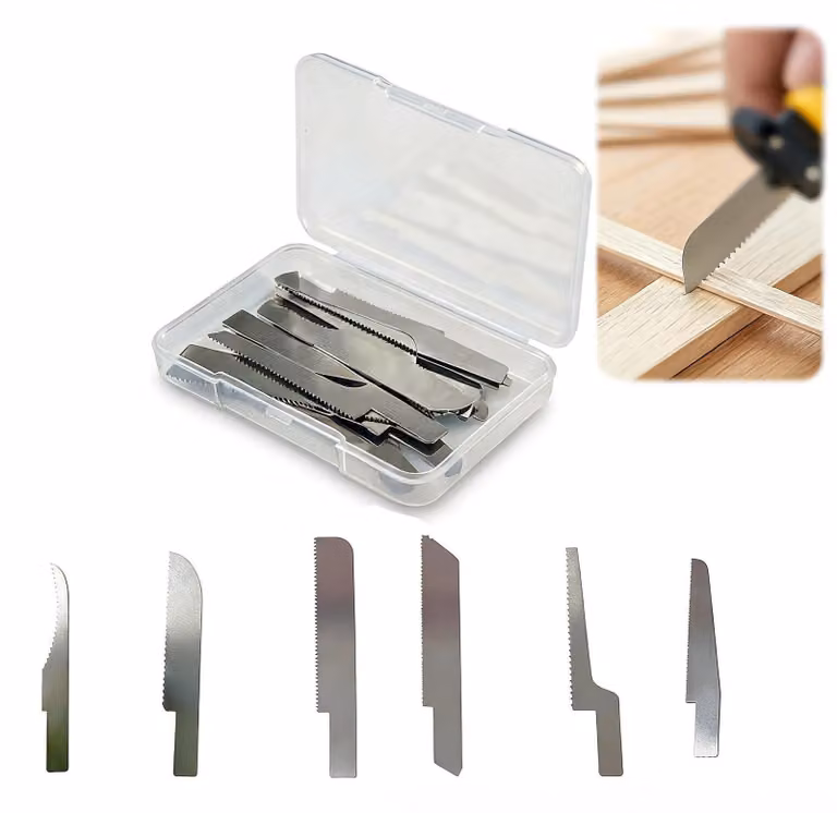 Set di lame per seghetti da modellismo, composta da 18 pezzi, adatta per legno e PVC