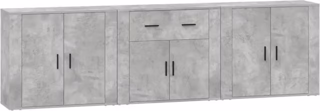 Credenze 3 pz | Madia | Buffet da pranzo | Armadio da pranzo Grigio Cemento in Legno Multistrato