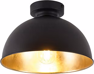 QAZQA - Industry I Vintage I Industry I Vintage I Plafoniera I Plafoniera I Lampada I Luce nera con oro I Ottone 28 cm - Magnax I Soggiorno I Camera da letto - Tondo in acciaio - LED adatto E27