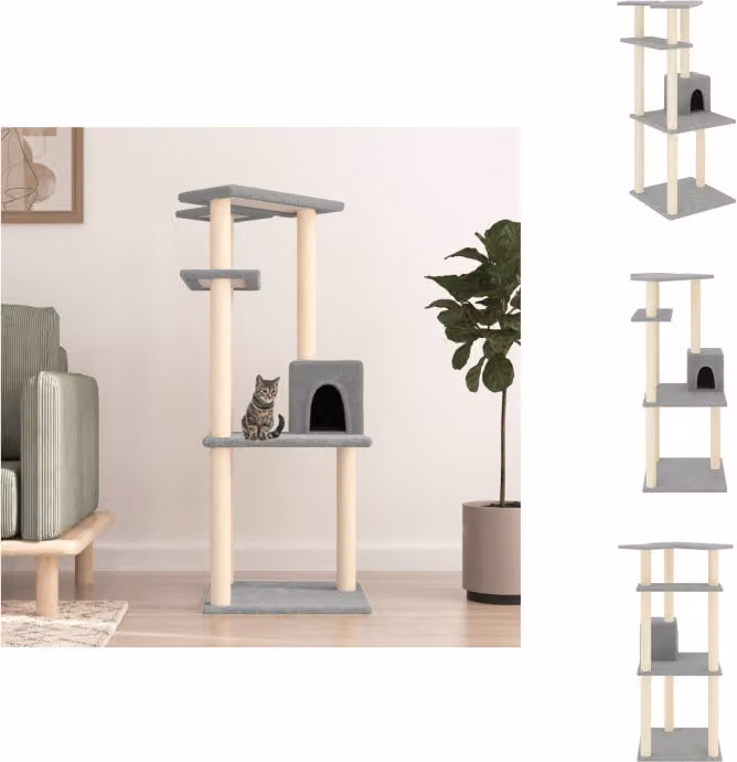 vidaXL Albero tiragraffi con graffiatoi in sisal grigio chiaro 123 cm - Alberi tiragraffi