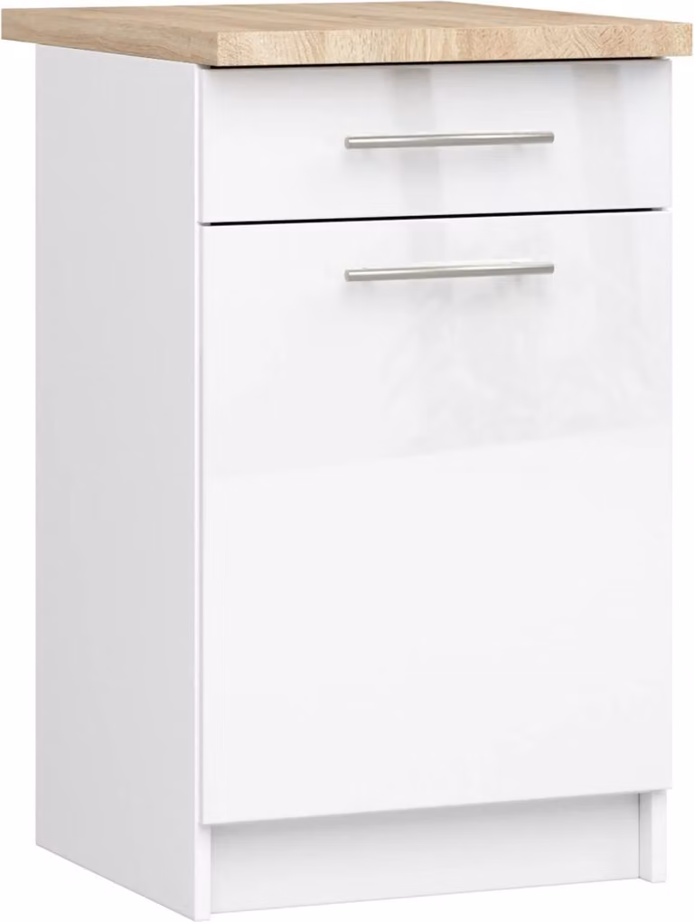 Akord Mobile Da Cucina Oliwia Con Piano Bianco/Bianco Lucido 50X46X85 Cm