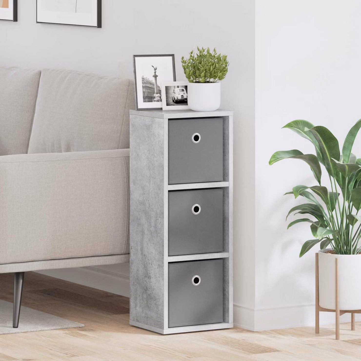 Credenza con cassetto vidaXL Grigio cemento L/P/H: 25,5 x 22 x 69,5 cm