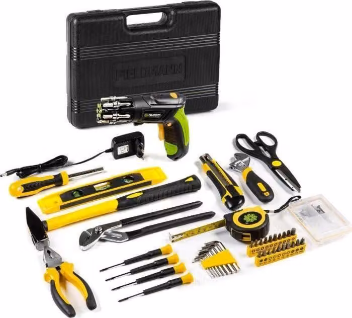 Set di utensili con avvitatore a batteria Fieldmann FDG 5018-108AR, 108 pezzi, incl. avvitatore a batteria FDS 10102-A