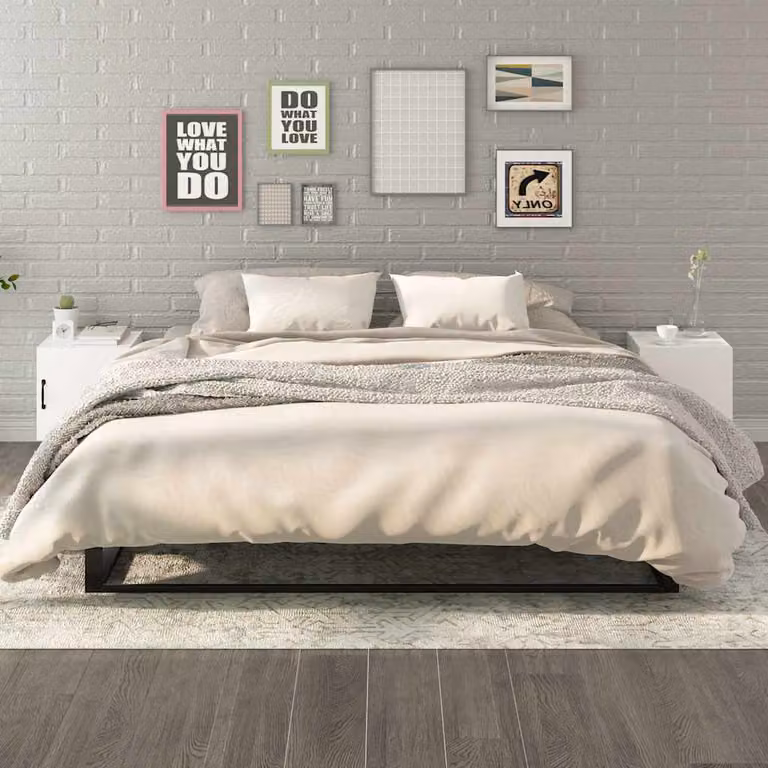 Set di 2 comodini sospesi vidaXL bianchi in legno e metallo per camera da letto