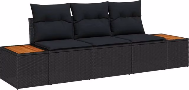 Set Divano da Giardino 3 pz Nero polyrattan 3348014