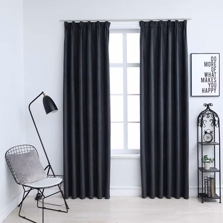 Set di 2 tende oscuranti vidaXL in poliestere con ganci, colore antracite, L: 140 cm x H: 175 cm