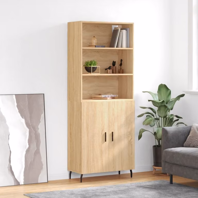 Credenza moderna vidaXL in rovere color marrone con ante a battente e ripiani interni L: 69,5 cm, P: 34 cm, H: 180 cm