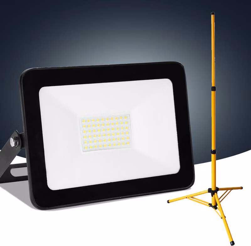 Jopassy 50W LED proiettore da costruzione Proiettore a treppiede Proiettore da esterno Luce da lavoro Proiettore da costruzione IP66 Impermeabile Bianco caldo