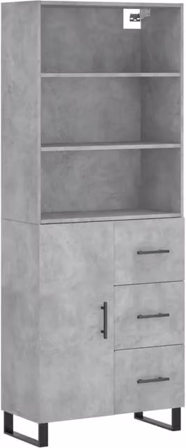 Buffet credenza cassettiera armadio mobile contenitore organizer cucina soggiorno salotto alto 69,5 x 34 x 180 cm legno ingegnerizzato grigio 02_0034563