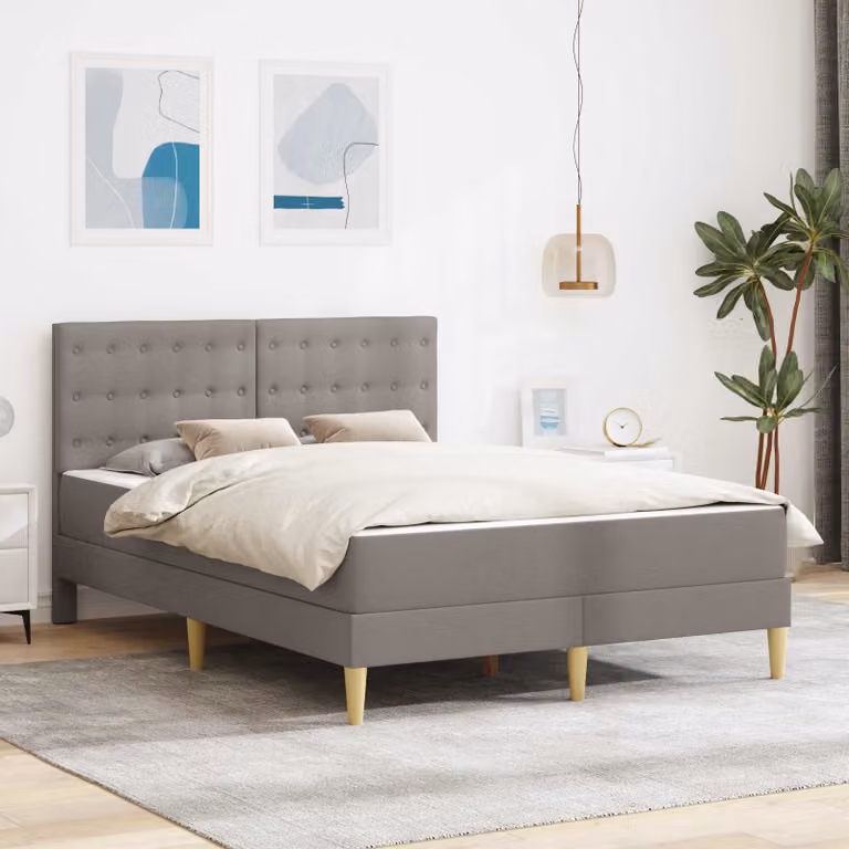 Letto con materasso vidaXL in tessuto beige e grigio L/P: 120 x 200 cm