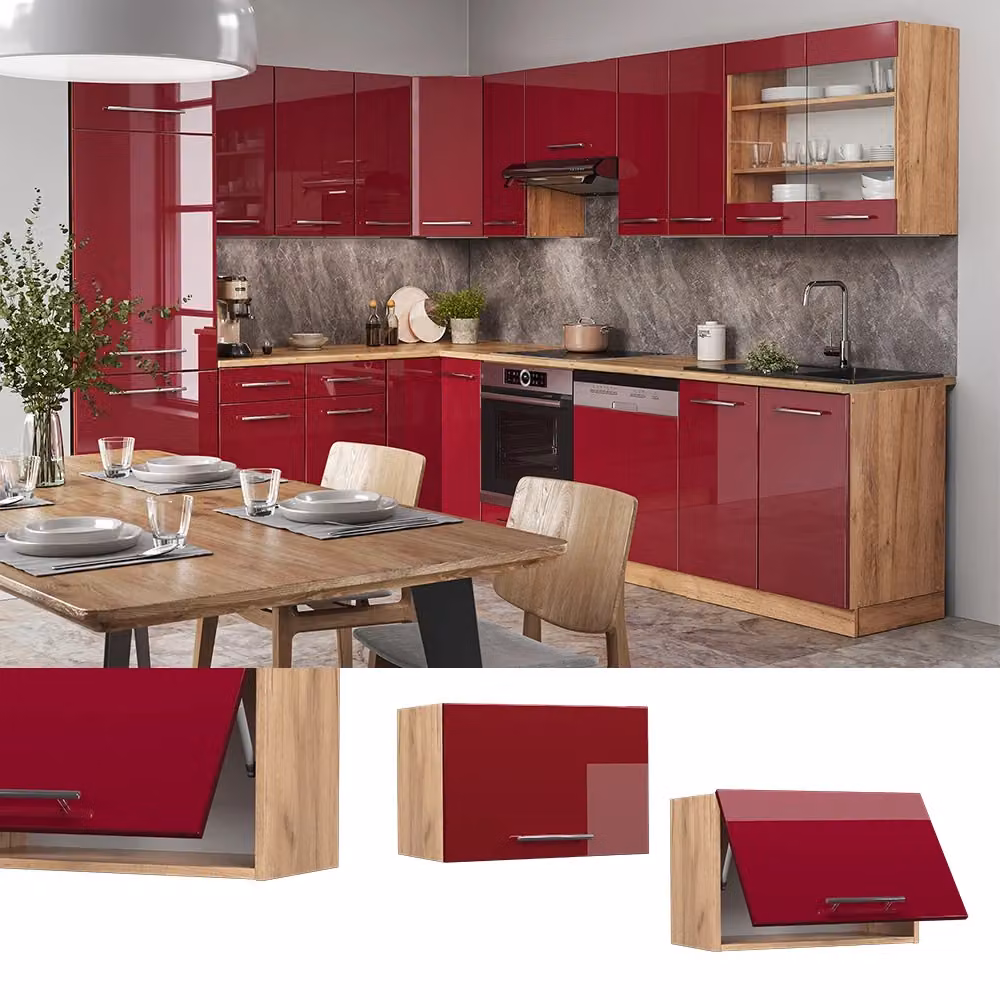 Pensile da cucina Vicco Fame-Line Bordeaux lucido e Rovere dorato L: 60 cm – 2