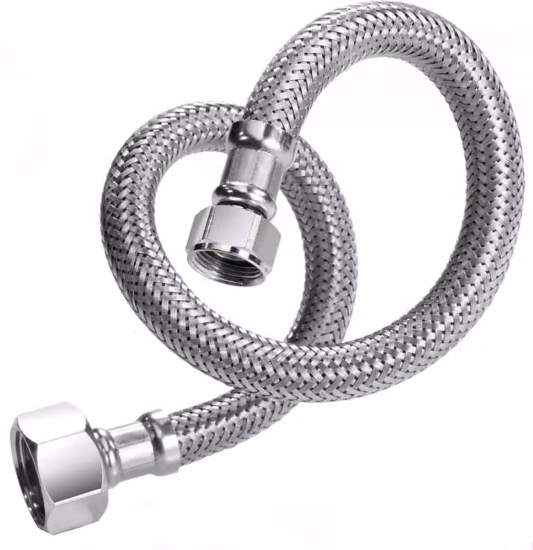 Raccordo in acciaio inox/TPE Tubo flessibile DN 8 - 150 mm con 2 x 3/8" IG, dado per raccordo IG x IG Tubo corazzato DVGW dimensioni: 150 mm