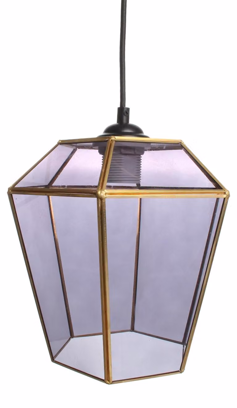 Lampada a sospensione Padiro, 22,5 x 22,5 x 26 cm - grigio - vetro - paralume in vetro geometrico - attacco E27
