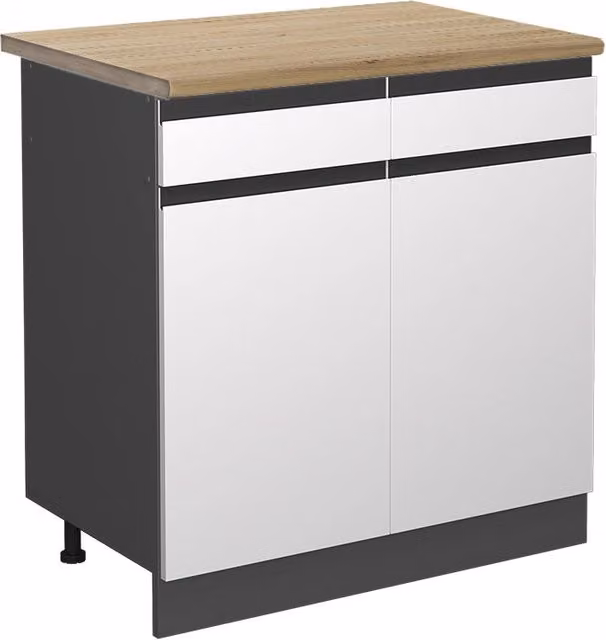 Mobiletto base per cucina R-Line Bianco/Antracite 80 cm J-Shape, PL Rovere Vicco
