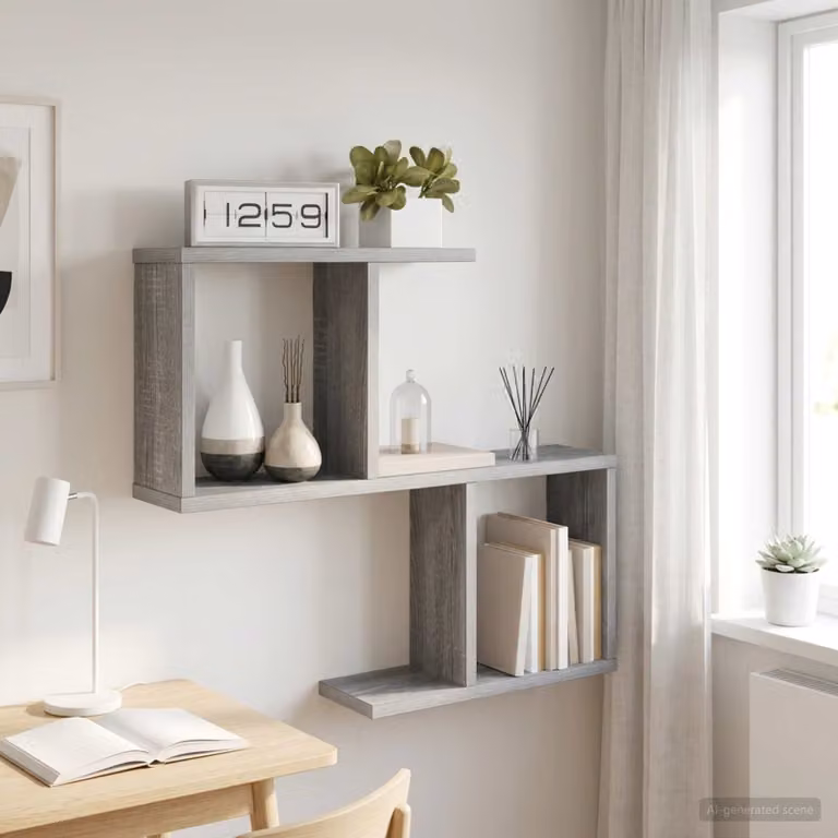 Scaffale da parete moderno vidaXL in MDF grigio L: 60 cm, P: 12 cm, H: 50,5 cm