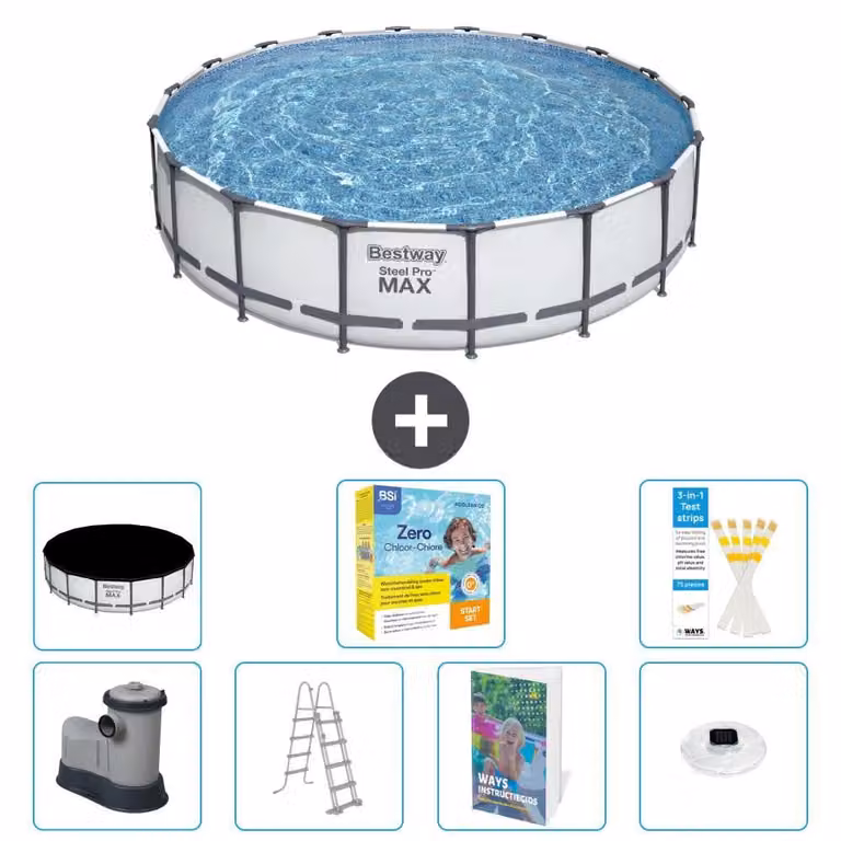 Piscina gonfiabile Bestway Steel Pro MAX, rotonda, 549x122 cm, composta da 6 parti, modello S526