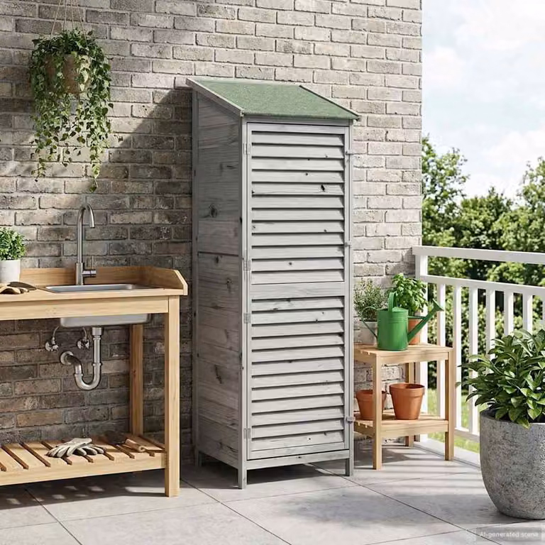 vidaXL Capanno da Giardino Moderno in Legno Grigio L/P/H: 59 x 56 x 176 cm