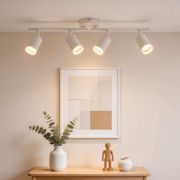 Plafoniere orientabile, 4 attacchi GU10, finitura bianco opaco, senza lampadine