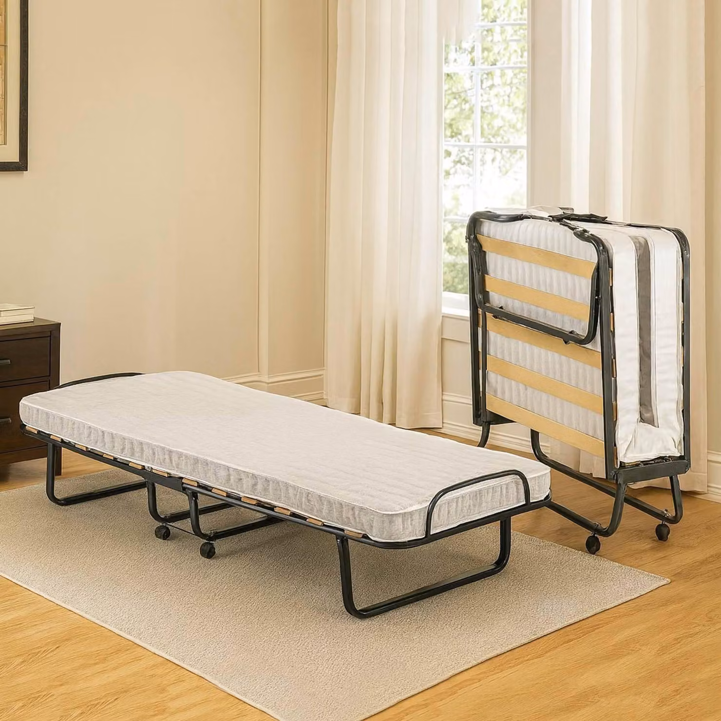 Talamo Italia Letto Pieghevole Tellus 80x190 cm Nero, Materasso Incluso Imbottito  Italy