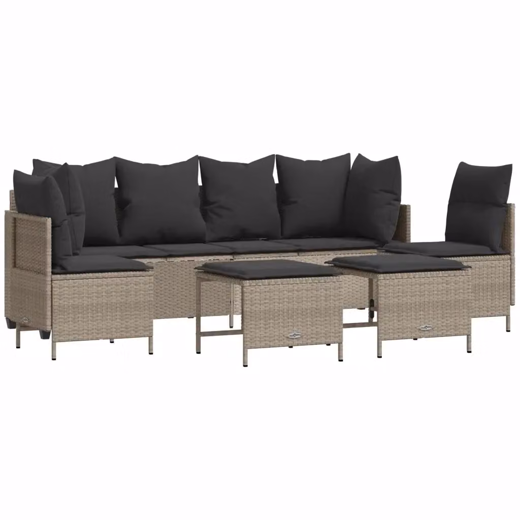 Set Divano da Giardino a L con Poltroncina vidaXL, Colore Grigio, Struttura in Metallo e Polyrattan con Cuscini Inclusi – 2