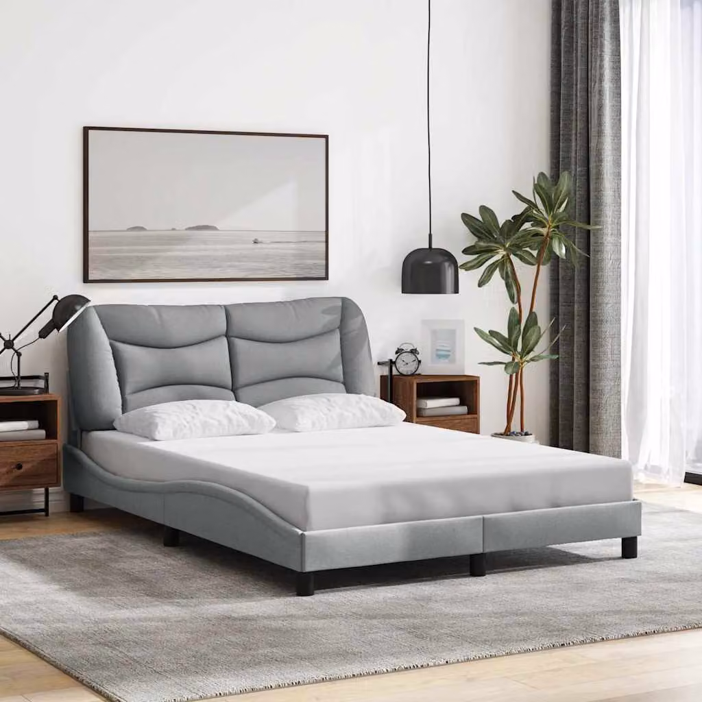vidaXL Giroletto Hvar Grigio Chiaro con Listelli in Legno 140x190 cm – 1