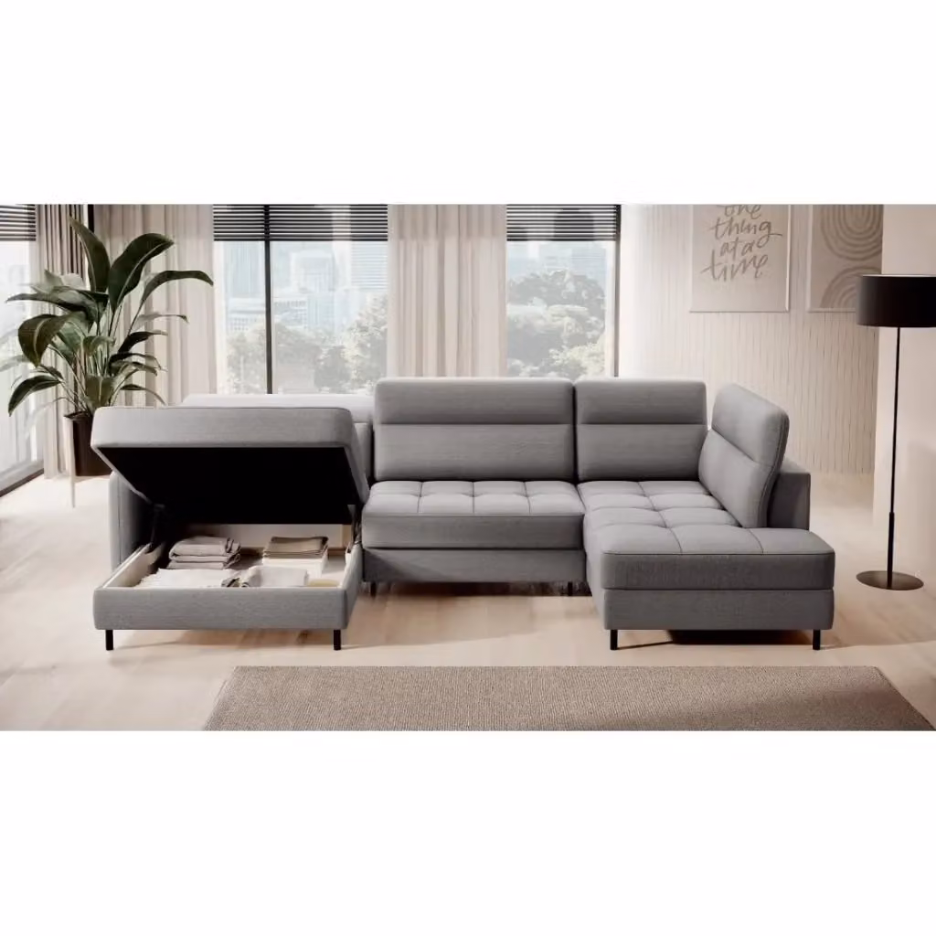 Divano angolare convertibile BERTHO MEUBLORAMA grigio con angolo sinistro e contenitore L/P/H: 306 x 166 x 100 cm – 2