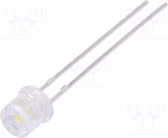5 LED, 20mA, 5mm, bianco freddo, 1000÷1700 mcd, 2,6÷3,6V, 100°, LL-504WC1E-W2-3P, diodi LED
