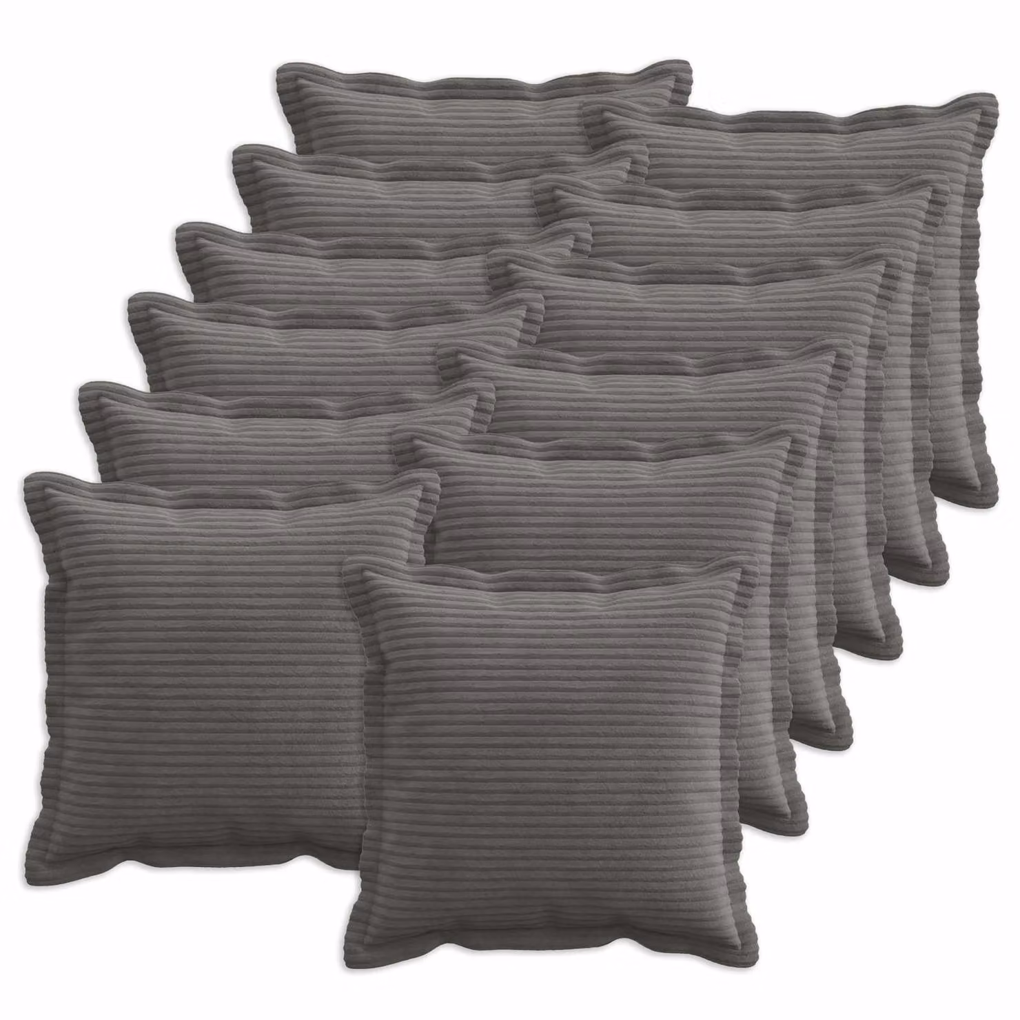 Set di 12 federe quadrate vidaXL HOUTEN in velluto a coste grigio scuro, 45 x 45 cm