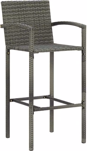Set di 2 sgabelli da bar moderni vidaXL in polyrattan grigio e metallo per giardino, cucina o soggiorno – 1