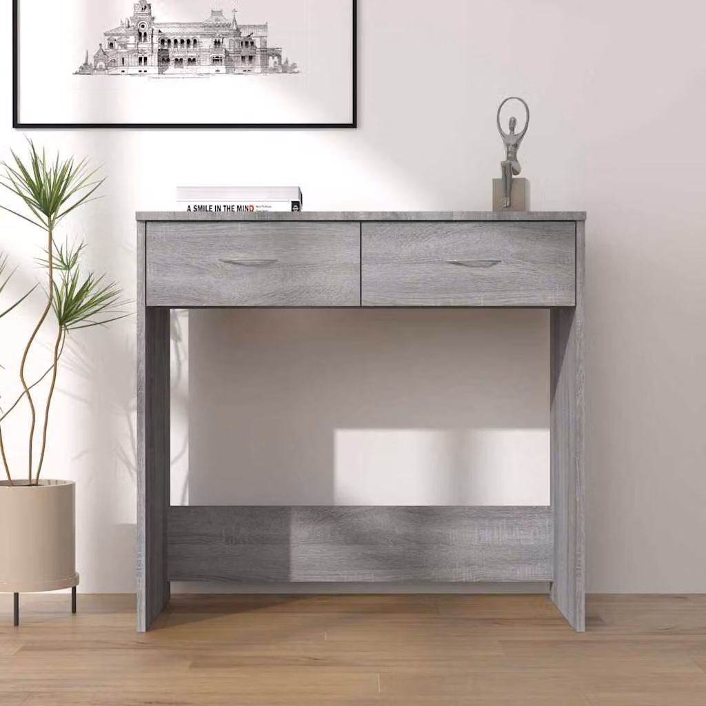 Scrivania moderna vidaXL in legno e MDF Grigio L: 80 cm, P: 40 cm, H: 75 cm