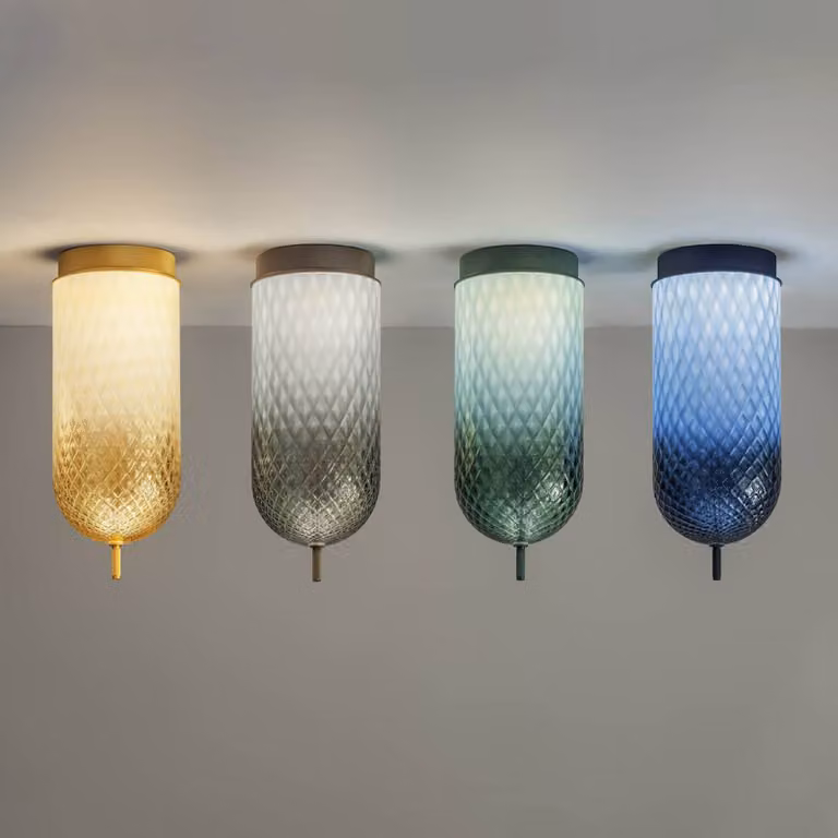 OLEV Plafoniera a LED Curuba, Alluminio / Grigio / Zincato, Soggiorno / Sala da pranzo, Vetro, Design, Plafoniera LED