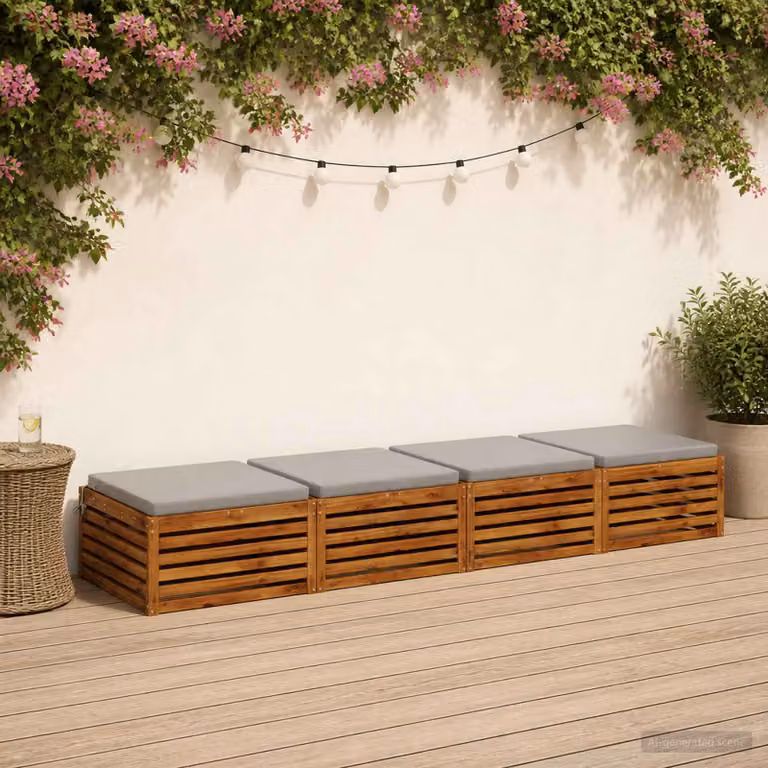Set di 4 cuscini per sedia vidaXL in poliestere grigio con rivestimento lavabile e resistente ai raggi UV