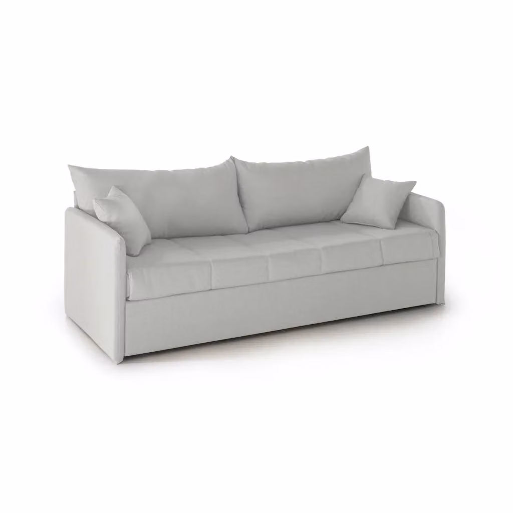 Avellana Divano Letto 3 Posti DMORA Grigio Chiaro Made in Italy con Coperture Sfoderabili L: 205 cm, P: 86 cm – 2