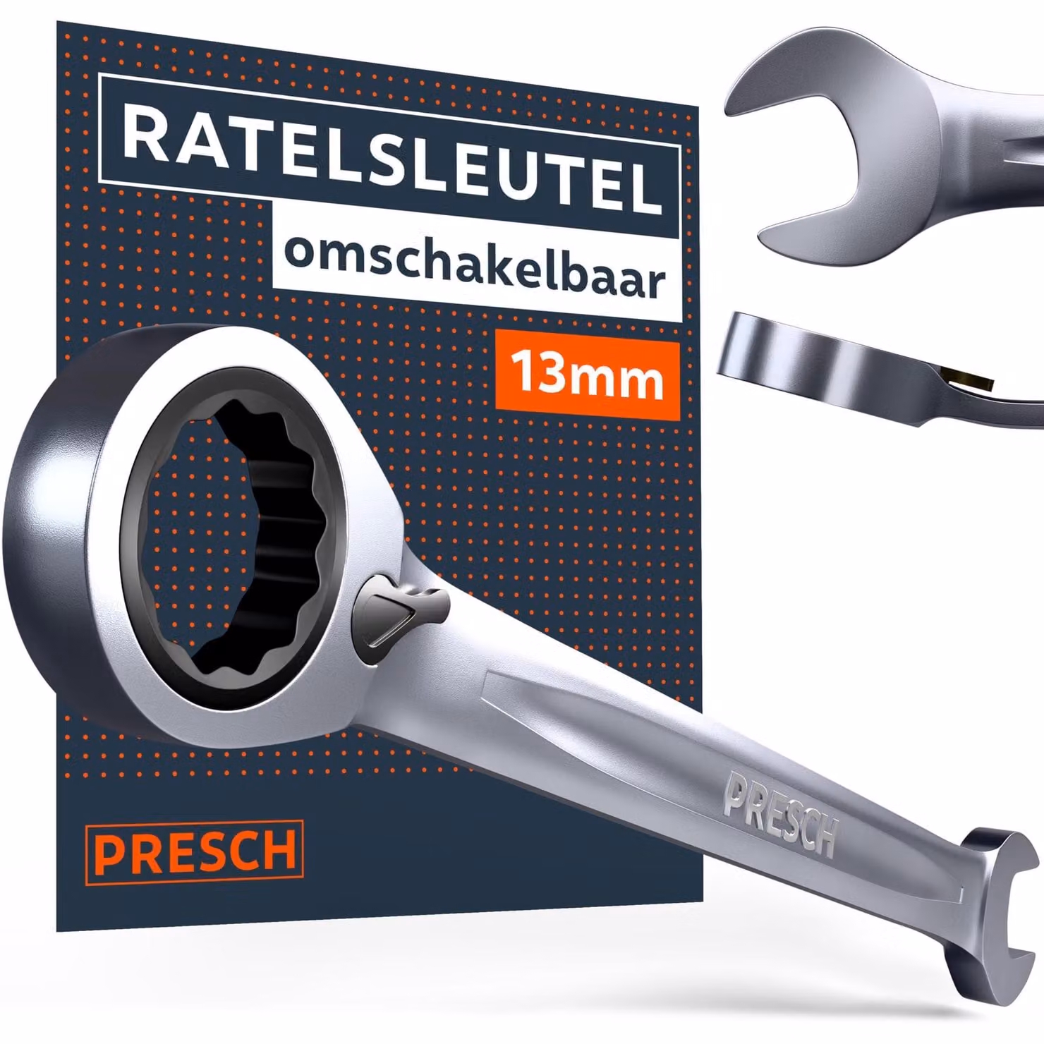 Chiave a cricchetto reversibile - 13 mm - 90 denti - Testa angolata 15°