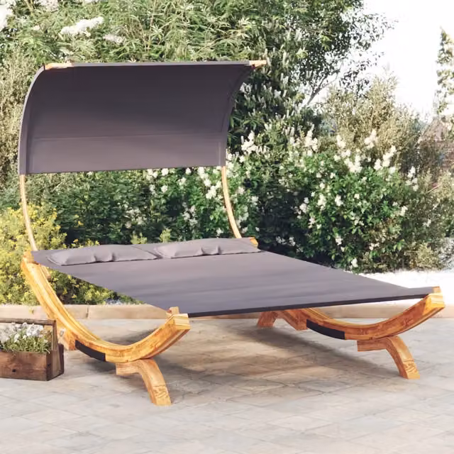 Lettino con Tettuccio 165x203x126 cm in Legno Curvato Antracite 313954