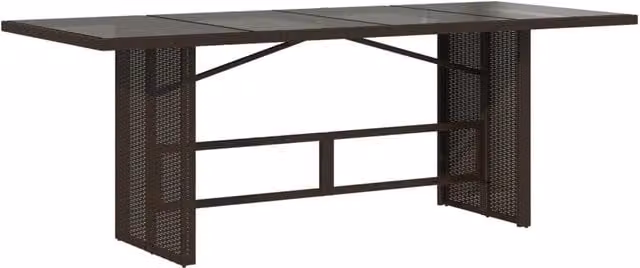 Tavolo Giardino | Tavolino da esterno Piano Vetro Marrone 190x80x74cm Polyrattan
