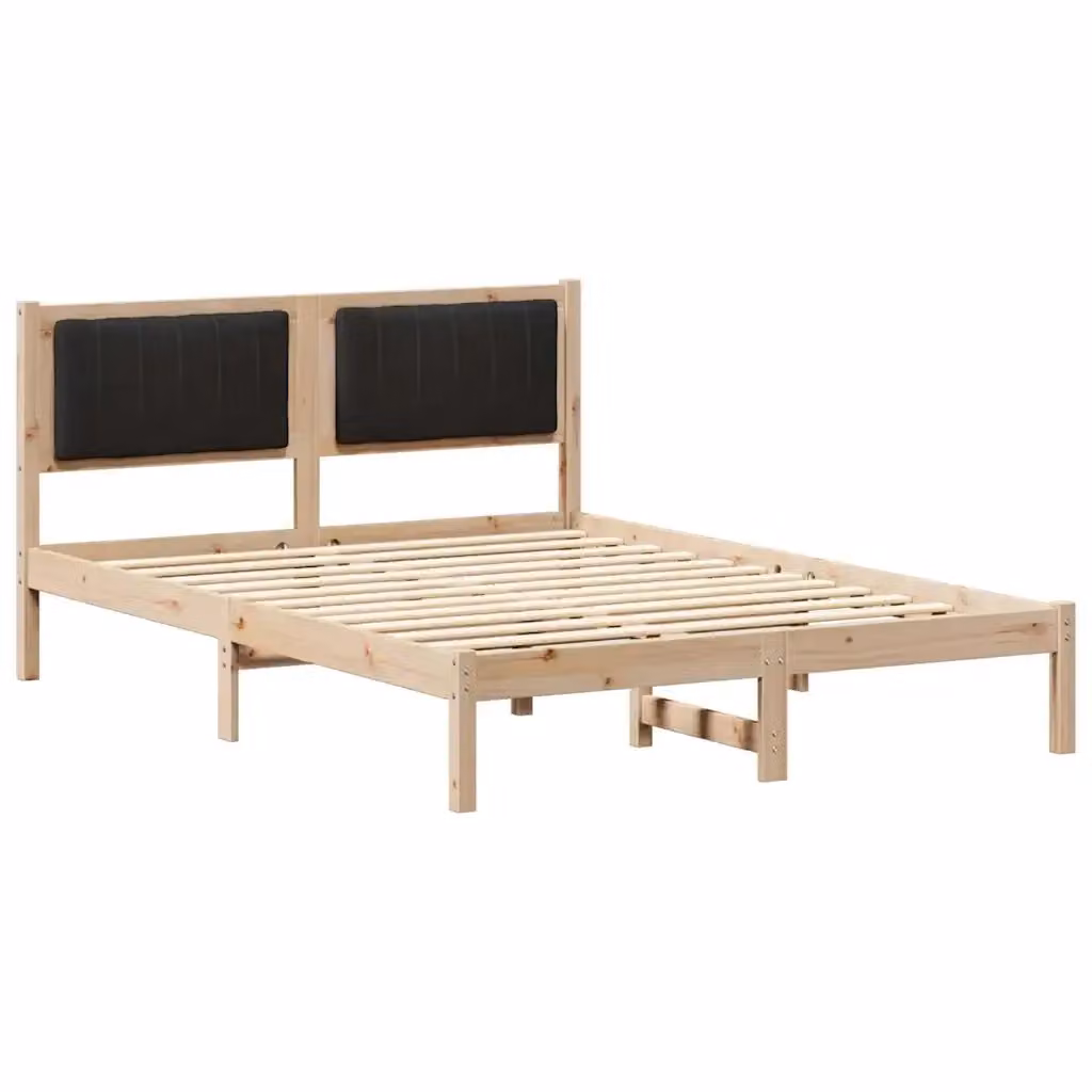 Letto con Testiera Rivestita vidaXL in Pino Massello Nero L: 140 cm, P: 190 cm – 2